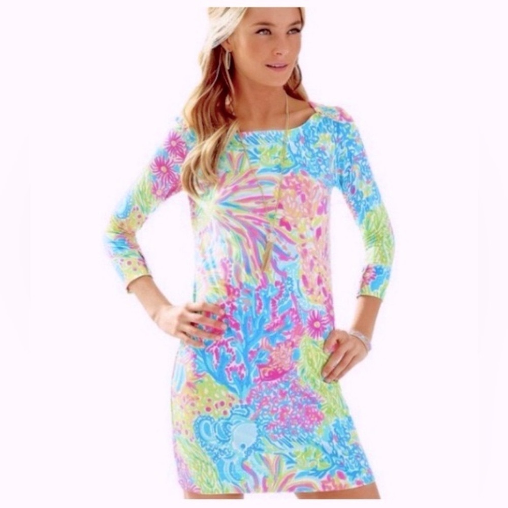 🌺 Lilly Pulitzer UPF 50+ Sophie Dress | Multi Lovers Coral Women’s Size M - EUC